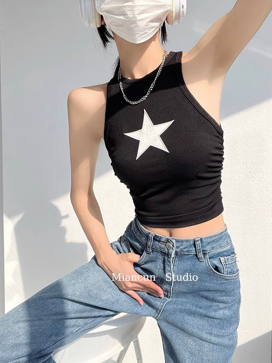 Star Patch Cropped Tank Top