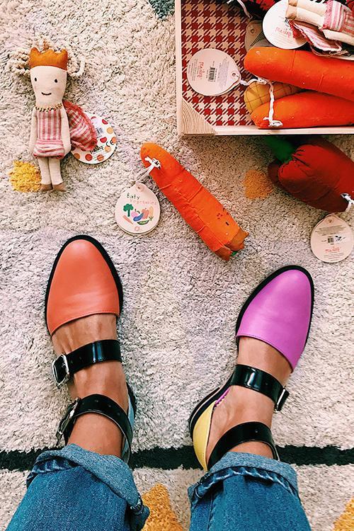 Buckle Color Block Sandals Flats Newgew