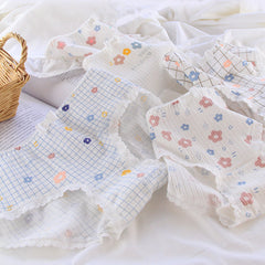 Cute Floral Plaid Panties