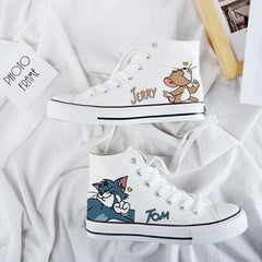 Cartoon süße Katze Maus Druck Canvas Schuhe 