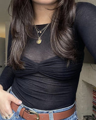 Therris – Schulterfreies Bandeau-Netzoberteil 