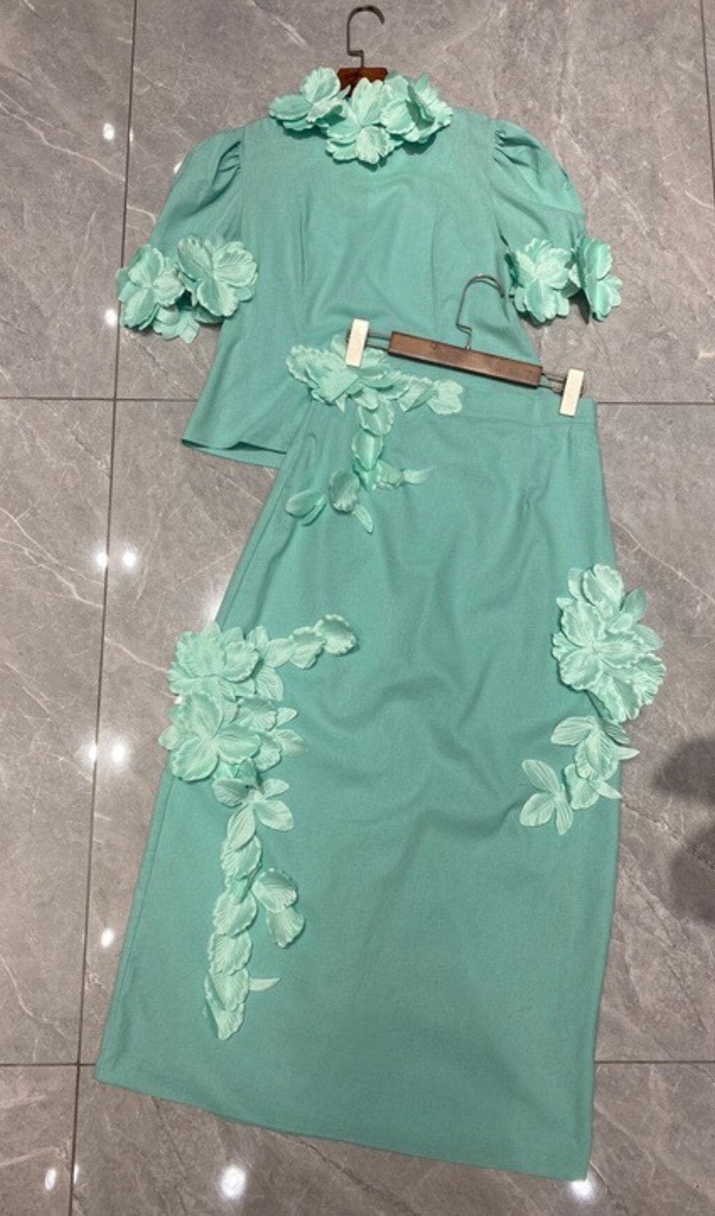 Floral Appliqued Mesh Midi Dress