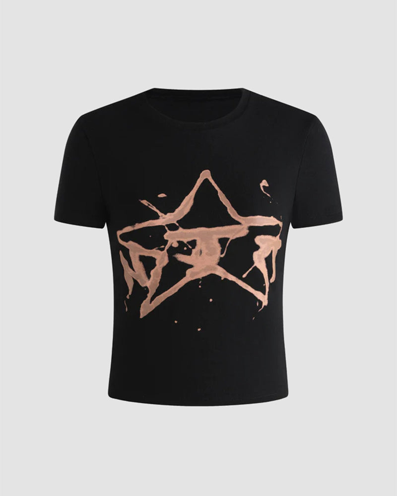 Kurzes T-Shirt mit Sternenmuster