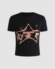 Kurzes T-Shirt mit Sternenmuster