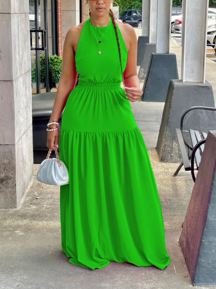 Neckholder-Maxikleid mit rückenfreiem Schnitt