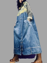 Autumn Print Camouflage Mid-Length Hoodie Denim Dress