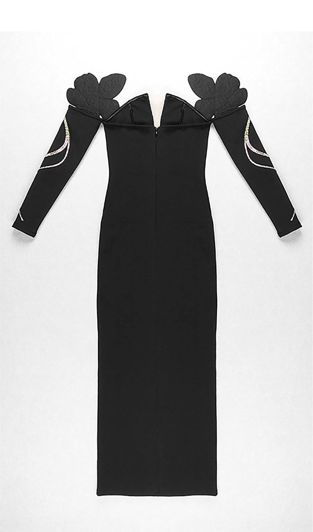 Schwarzes schulterfreies Maxi-Bandage-Kleid 