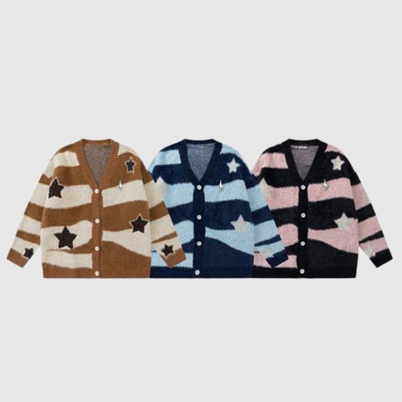 Gestreifter Mohair-Cardigan