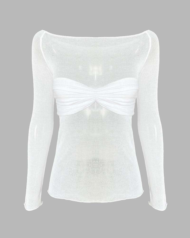 Therris – Schulterfreies Bandeau-Netzoberteil 