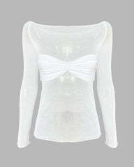 Therris – Schulterfreies Bandeau-Netzoberteil 
