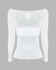 Therris – Schulterfreies Bandeau-Netzoberteil 