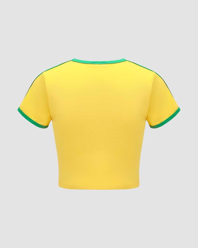 Brasil Cropped Raglan Sports Top