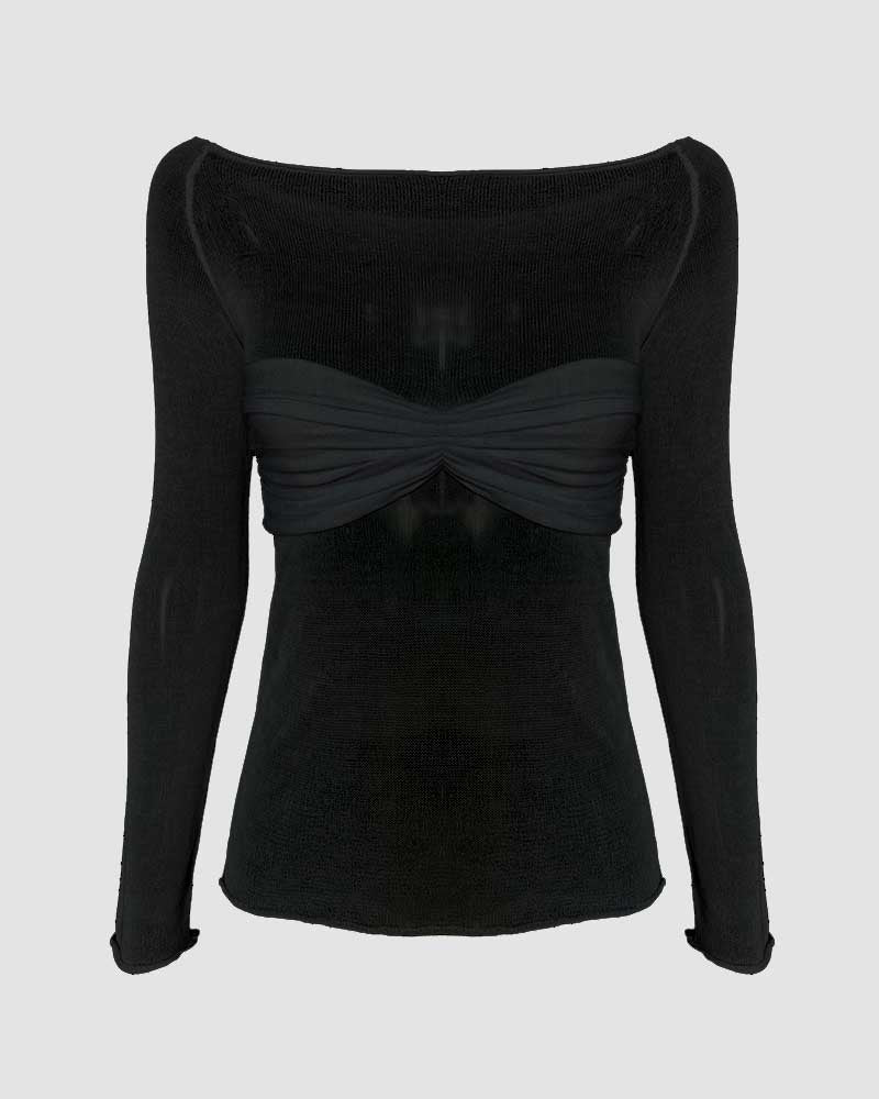 Therris – Schulterfreies Bandeau-Netzoberteil 