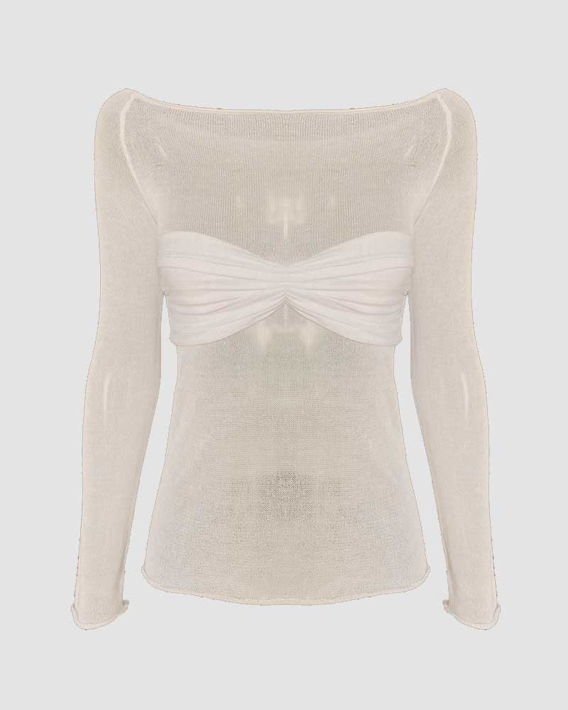 Therris – Schulterfreies Bandeau-Netzoberteil 
