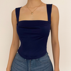 Ärmelloses Crop-Top mit quadratischem Ausschnitt und Rüschen 
