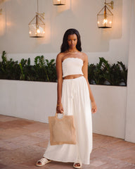 Teri Linen Blend Smocked Tube Top - Off White - FINAL SALE