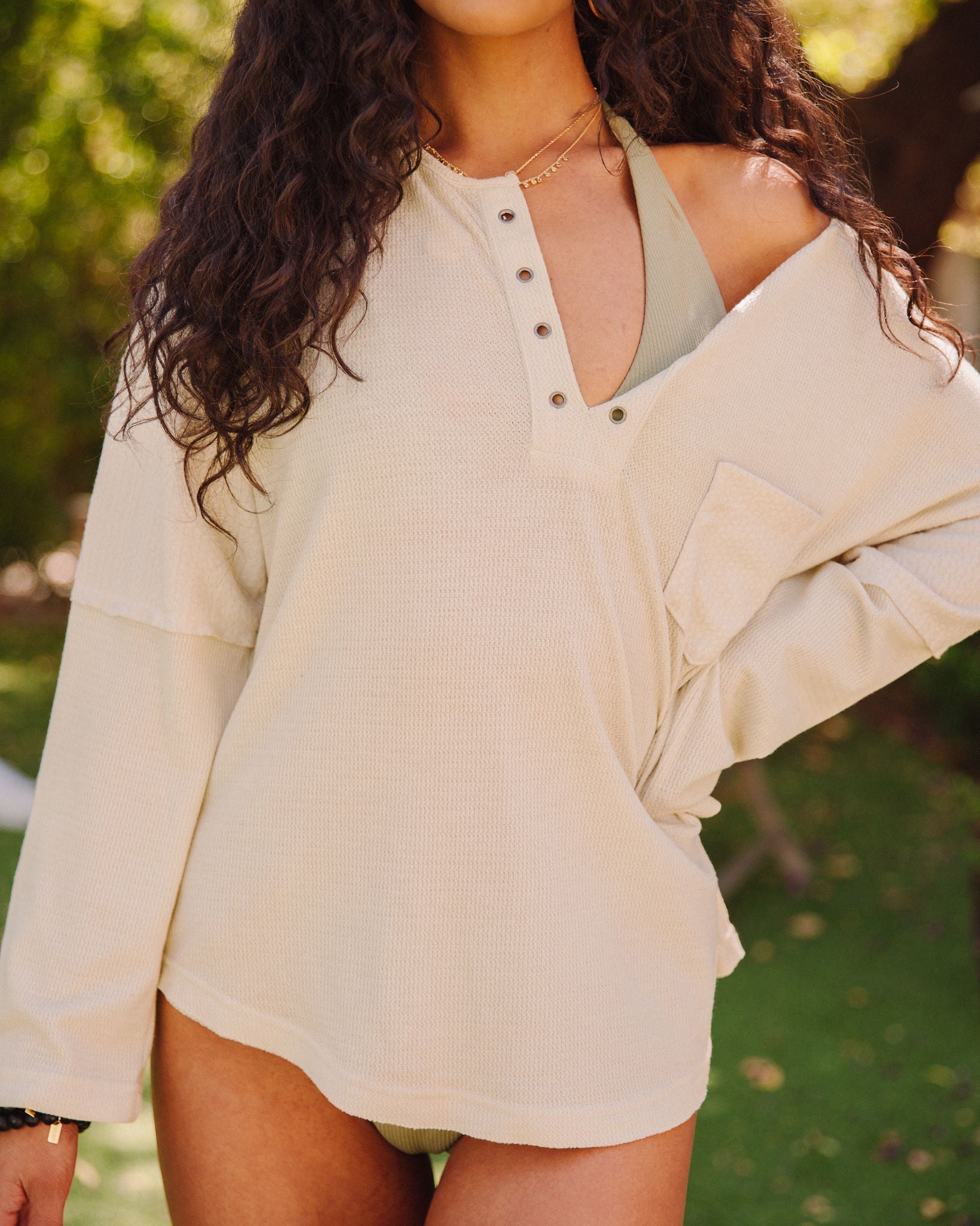 Prism Washed Grommet Top - Toasted Almond - FINAL SALE