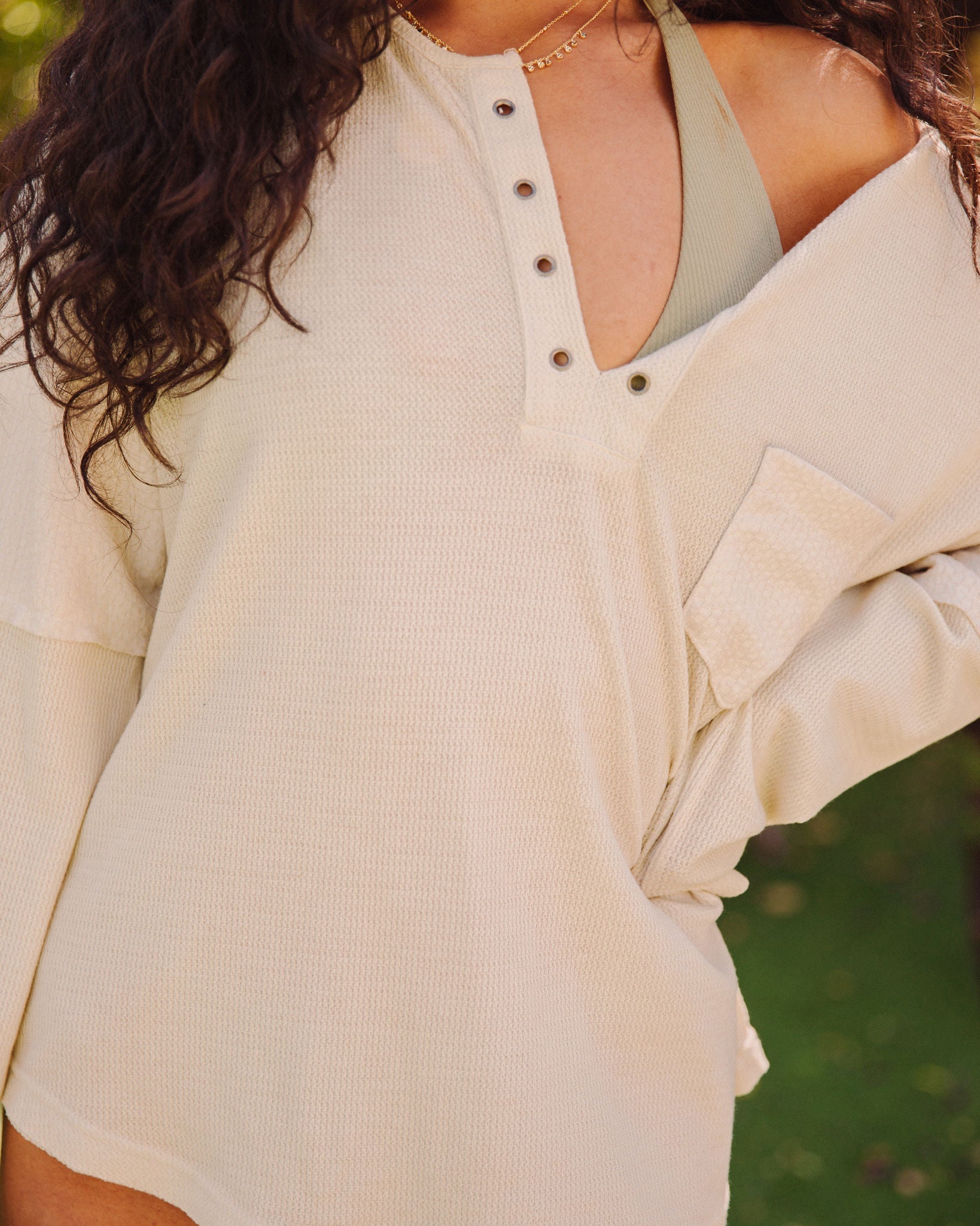 Prism Washed Grommet Top - Toasted Almond - FINAL SALE
