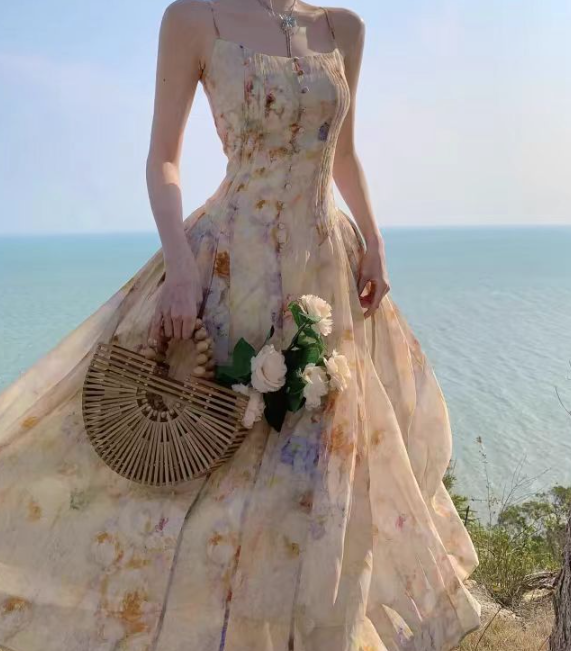 Watch The Stars – Maxikleid aus Baumwolle mit Stufen und Quasten