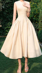 Sleeveless Corset Midi Dress In Beige