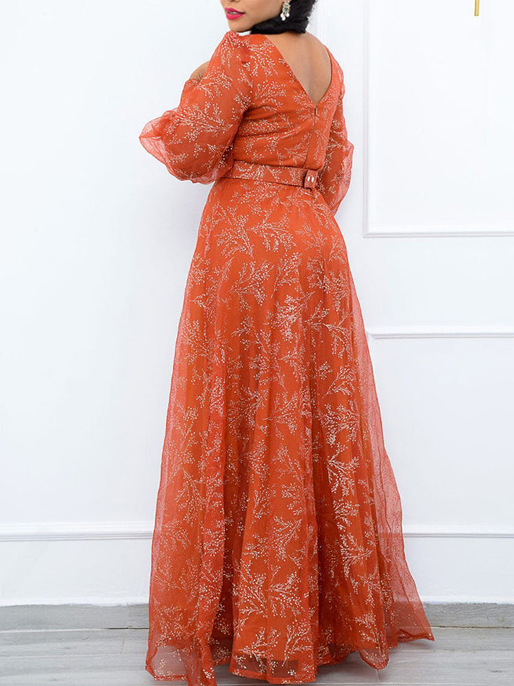 V Neck Long Sleeve Party Dress
