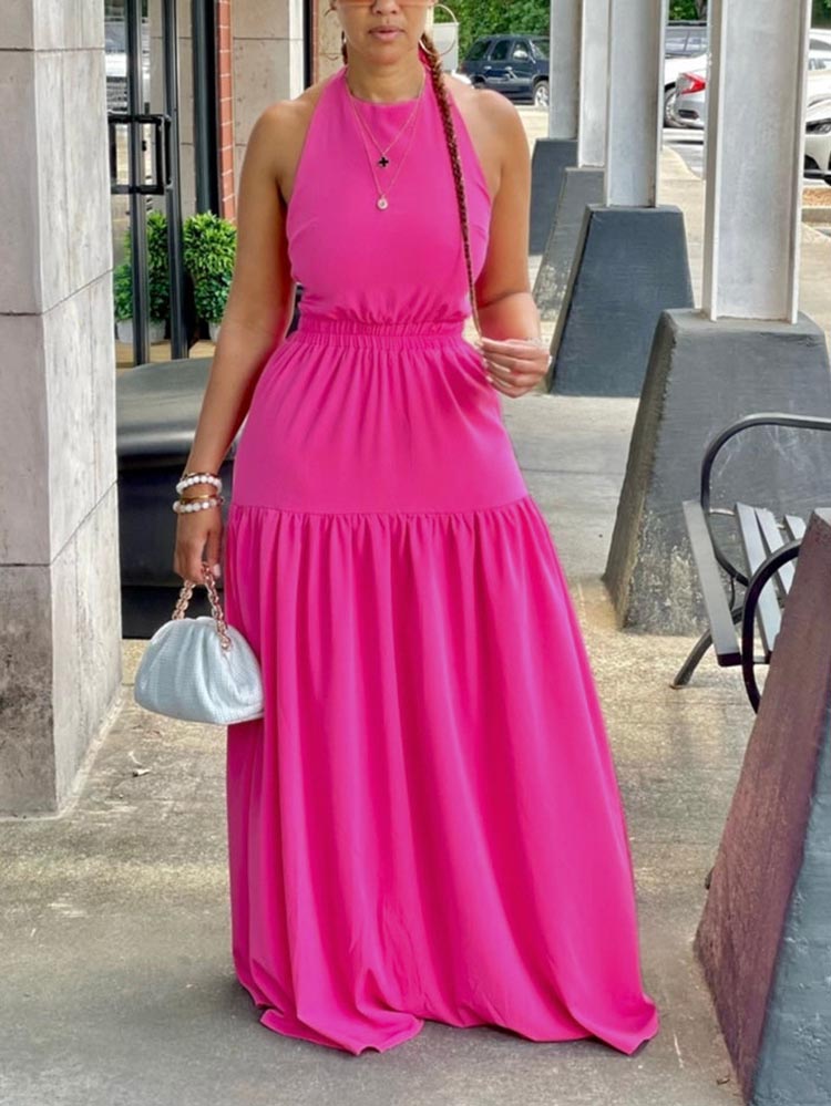 Neckholder-Maxikleid mit rückenfreiem Schnitt