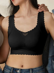 Fan-Shaped Design Natural Lifting Adjustment Plus Size Bra Black