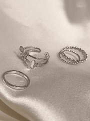 4 Stücke Schlichter Ring mit Schmetterling Dekor