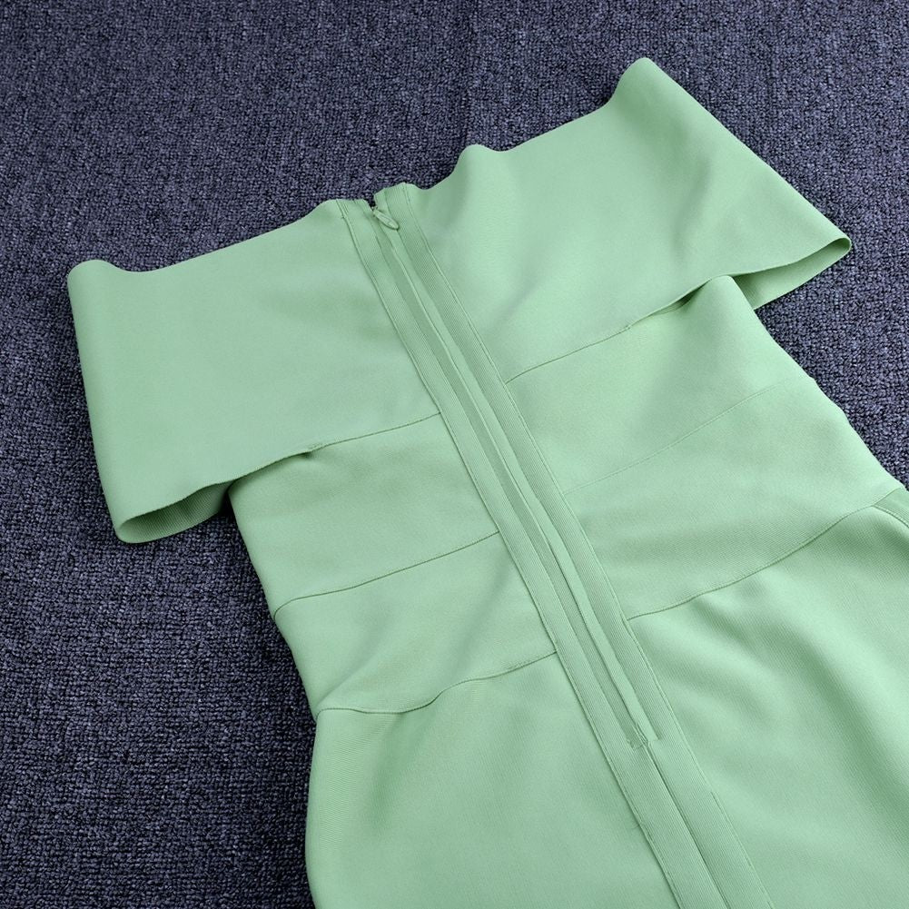 Elegantes, schulterfreies, kurzärmliges Bandage-Kleid