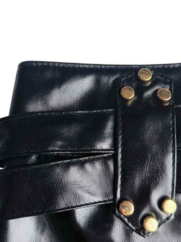 Dunkle Hip Hop PU Leder Hollow Shorts