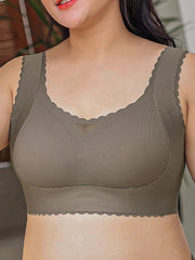 Fan-Shaped Design Natural Lifting Adjustment Plus Size Bra Gray