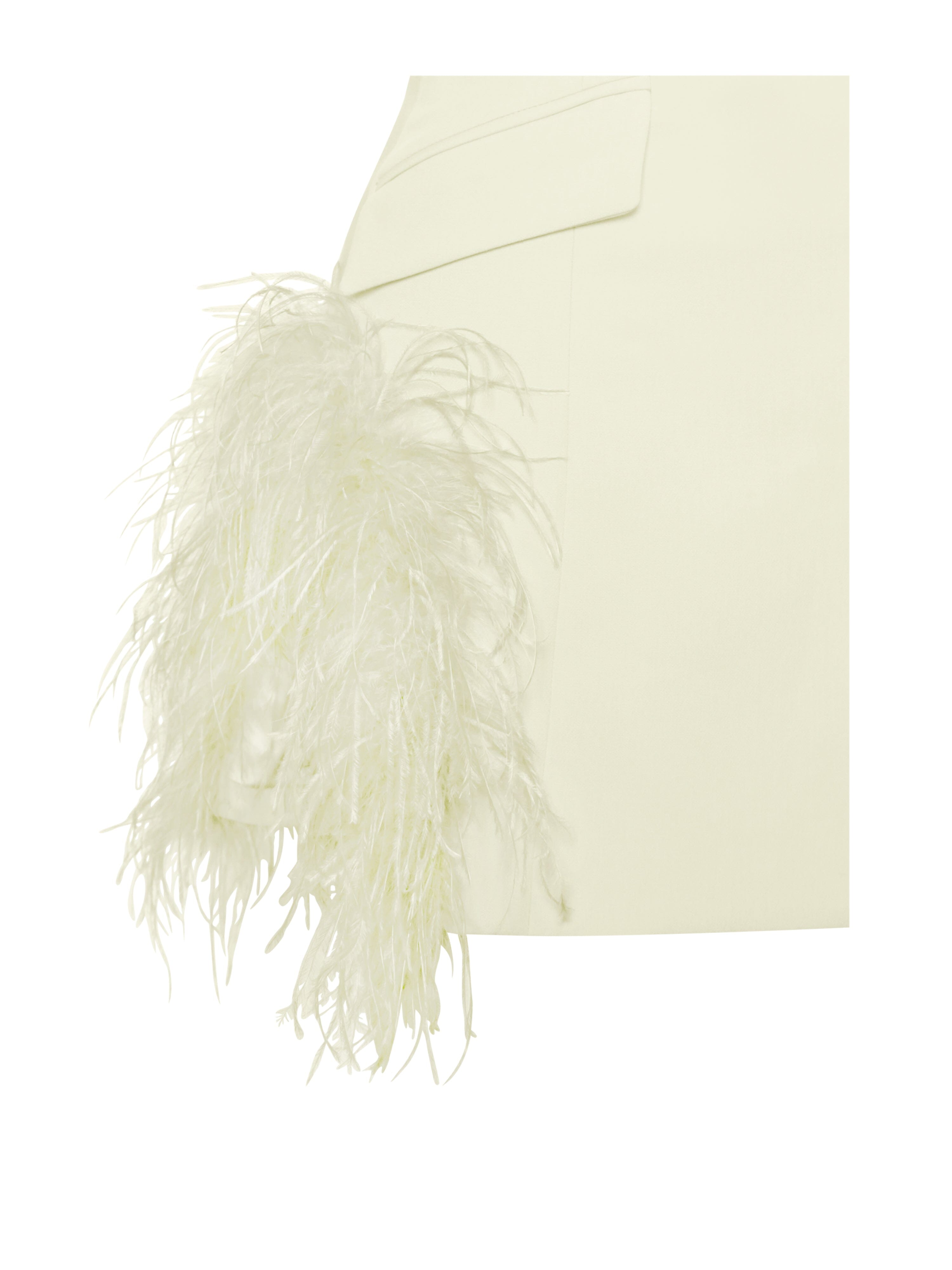 Pearl White FeaTher Trim Blazer Dress