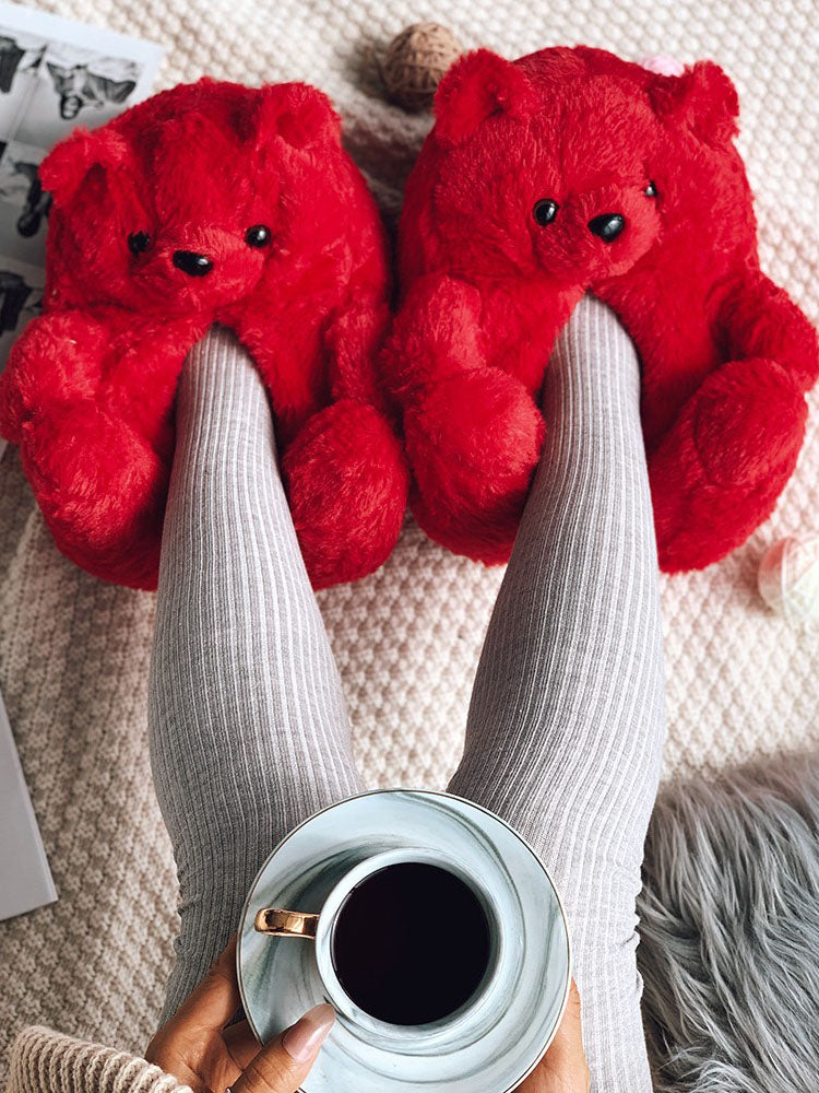 Fluffy Teddy Bear Slippers