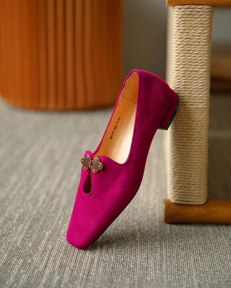 Suede Square Toes Loafers Slip-on Newgew