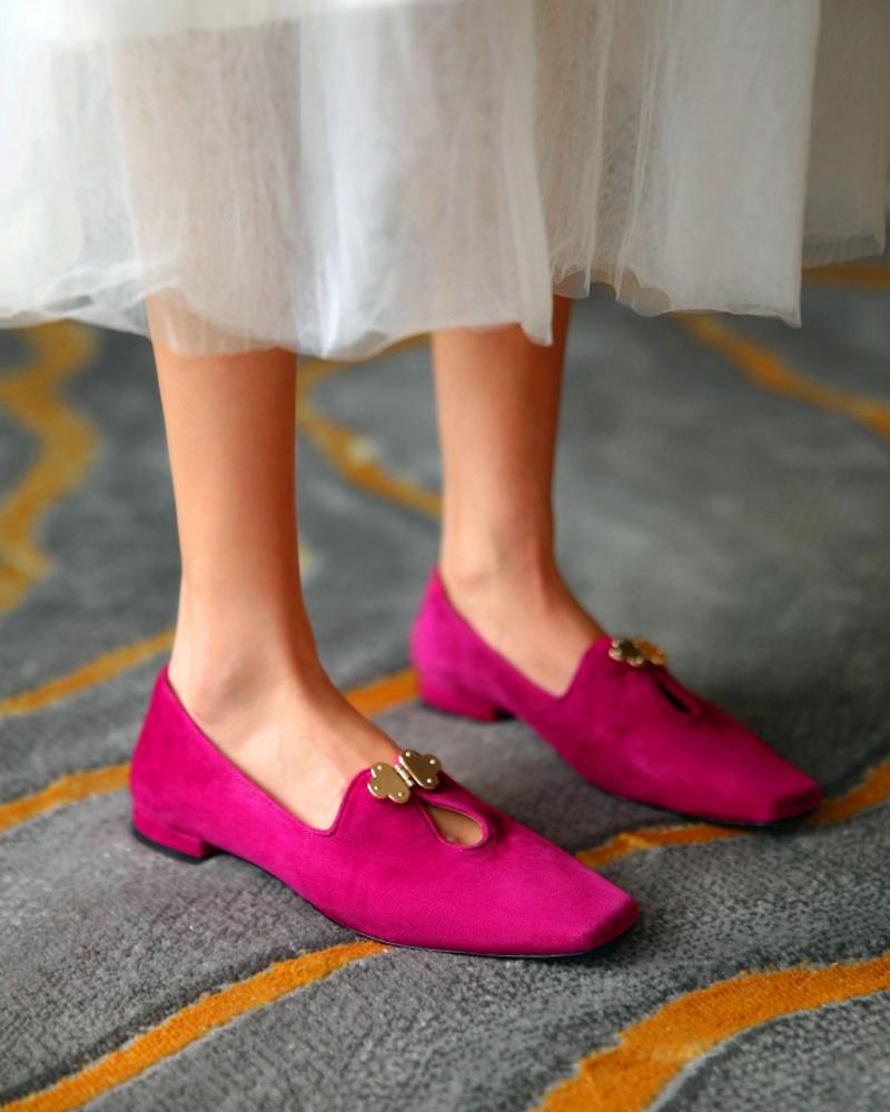 Suede Square Toes Loafers Slip-on Newgew
