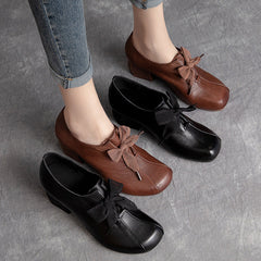 Handgemachte Retro Leder Low Heels
