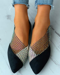 Slip-On-Schuhe mit Colorblock-Nieten-Patch