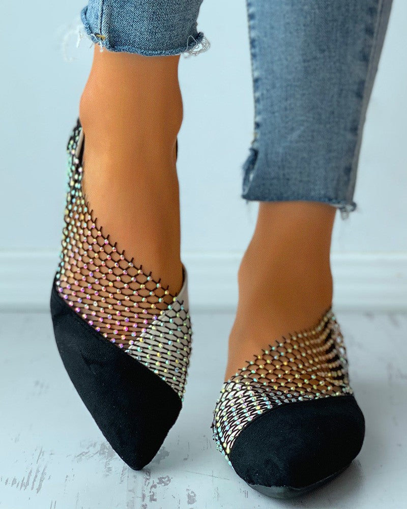 Slip-On-Schuhe mit Colorblock-Nieten-Patch