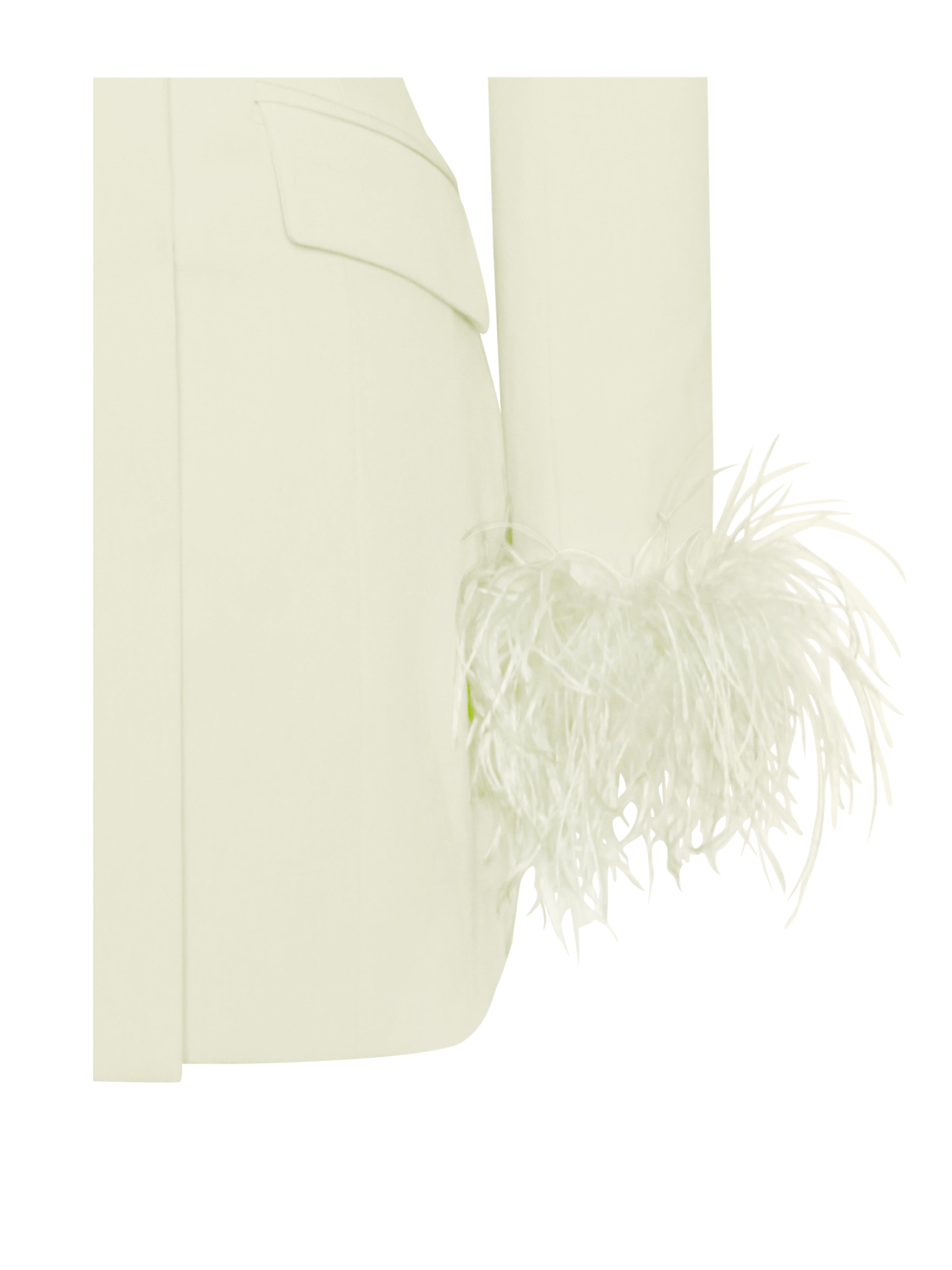 Pearl White FeaTher Trim Blazer Dress