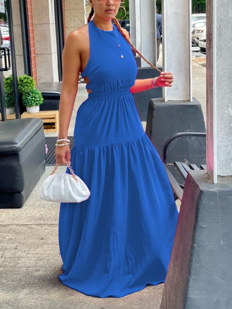 Neckholder-Maxikleid mit rückenfreiem Schnitt