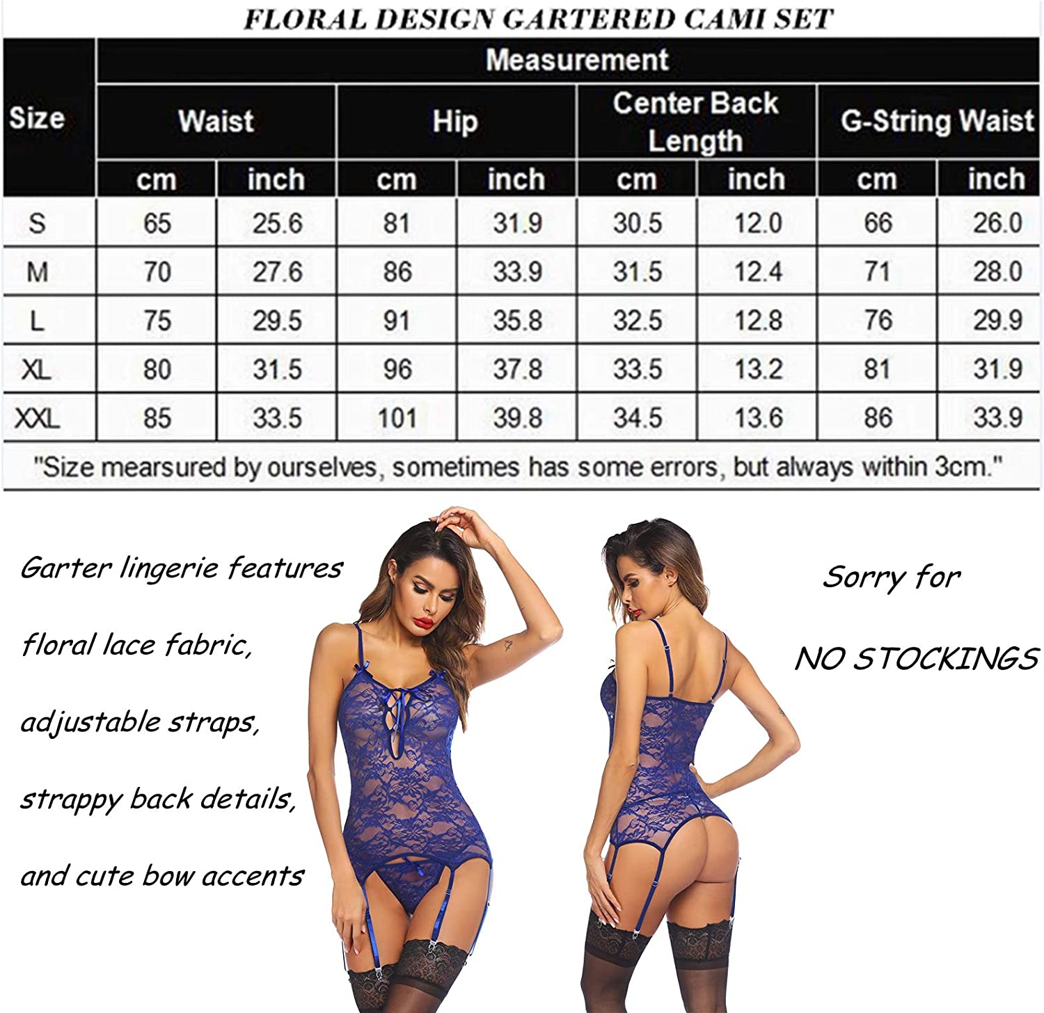 Avidlove Lace Bodysuit Lingerie Set Babydoll Chemise with Garter Belts