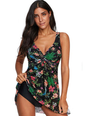 V-Neck Fringed Lace Trouser Skirt Swimsuit