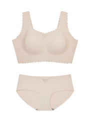 Fan-Shaped Design Natural Lifting Adjustment Plus Size Bra White