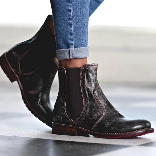 Women Vintage Ankle Slip-on Short Boots NewGew