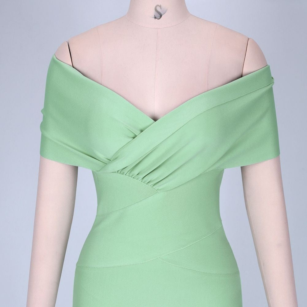 Elegantes, schulterfreies, kurzärmliges Bandage-Kleid