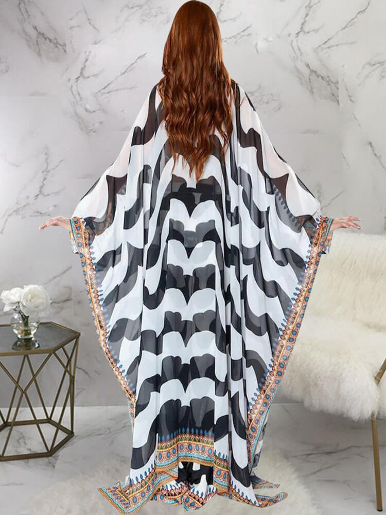 Chiffon Floral Printed Split Long Cardigan