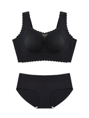 Fan-Shaped Design Natural Lifting Adjustment Plus Size Bra Black