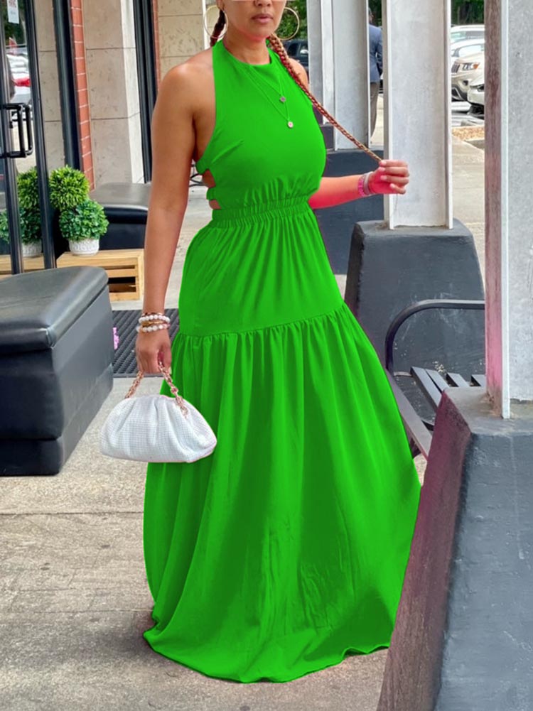 Neckholder-Maxikleid mit rückenfreiem Schnitt