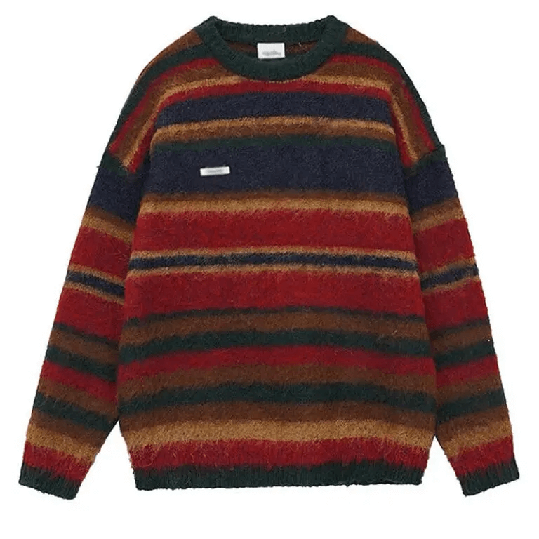 80s Vintage Indie Aesthetic Stripes Knitted Sweater