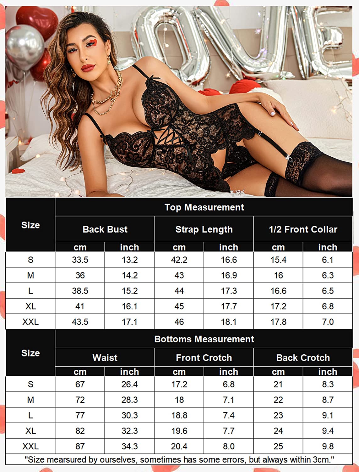 Avidlove Lace Lingerie Set with Garter Belts Lace Bodysuit Teddy with Panty